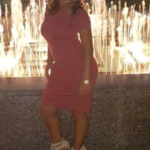 Dusty Blush Rose/Mauve Midi-Length Dress